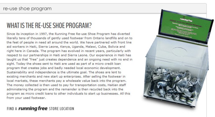 Running Free's shoe collection box