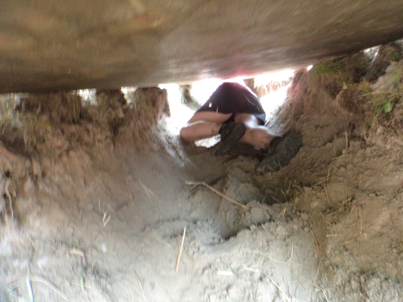 I'm almost through the tunnel, had to crawl sideways because my legs were too long to crawl on my knees.