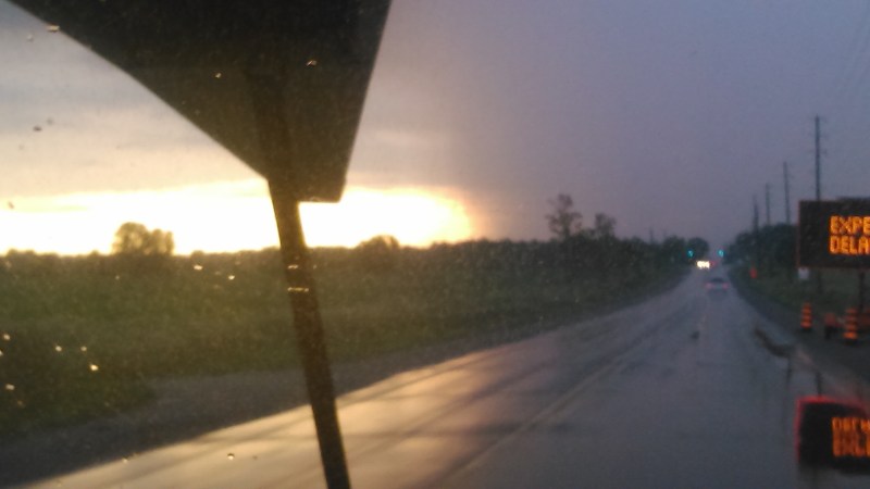 The rain clouds were out at sun up.